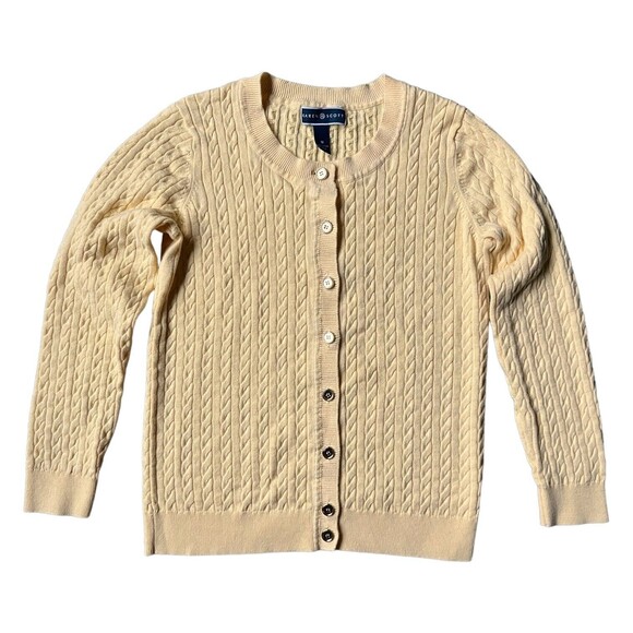 Karen Scott Women's Yellow Cable Knit Button Up Cardigan Sweater Medium M EUC - Picture 2 of 10